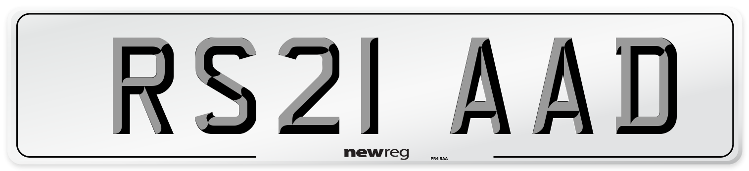 RS21 AAD Number Plate from New Reg